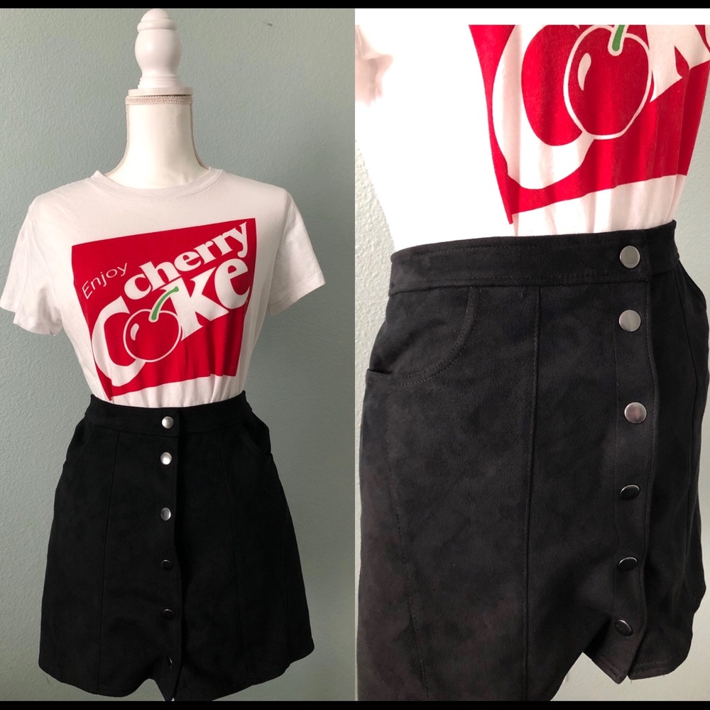 Express suede button up mini skirt